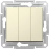 3-х клавишный выключатель SCHNEIDER ELECTRIC SEDNA, 10AX, 230В, БЕЖЕВЫЙ SDN0300647