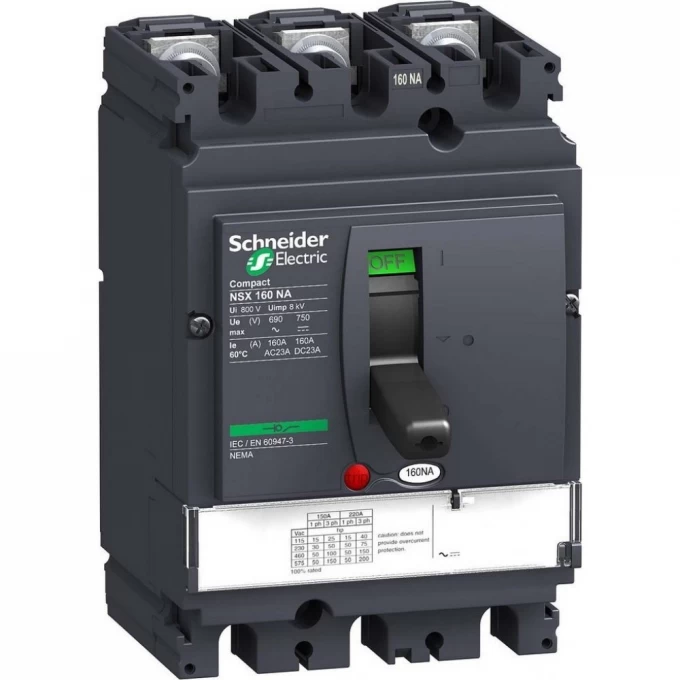 Автоматический выключатель 3П3Т SCHNEIDER ELECTRIC COMPACT MICROLOGIC 2.2 160A NSX160B LV430745 Автоматический выключатель 3П3Т SCHNEIDER ELECTRIC COMPACT MICROLOGIC 2.2 160A NSX160B LV430745