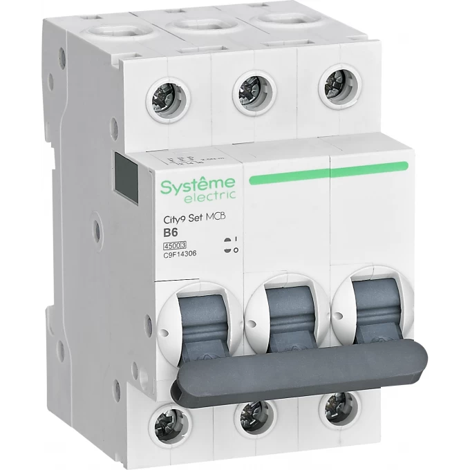 Автоматический выключатель SCHNEIDER ELECTRIC модульный 3п B 6А 4.5кА City9 Set 400В SE C9F14306 Автоматический выключатель SCHNEIDER ELECTRIC модульный 3п B 6А 4.5кА City9 Set 400В SE C9F14306