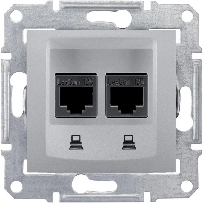 Розетка двойная компьютерная SCHNEIDER ELECTRIC SEDNA RJ45, кат. 5е, неэкр. UTP, алюминий SDN4400160 Розетка двойная компьютерная SCHNEIDER ELECTRIC SEDNA RJ45, кат. 5е, неэкр. UTP, алюминий SDN4400160