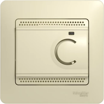 Термостат электрический SCHNEIDER ELECTRIC GLOSSA теплого пола с датчиком,от+5до+50°C,10A,в сборе, БЕЖЕВЫЙ
