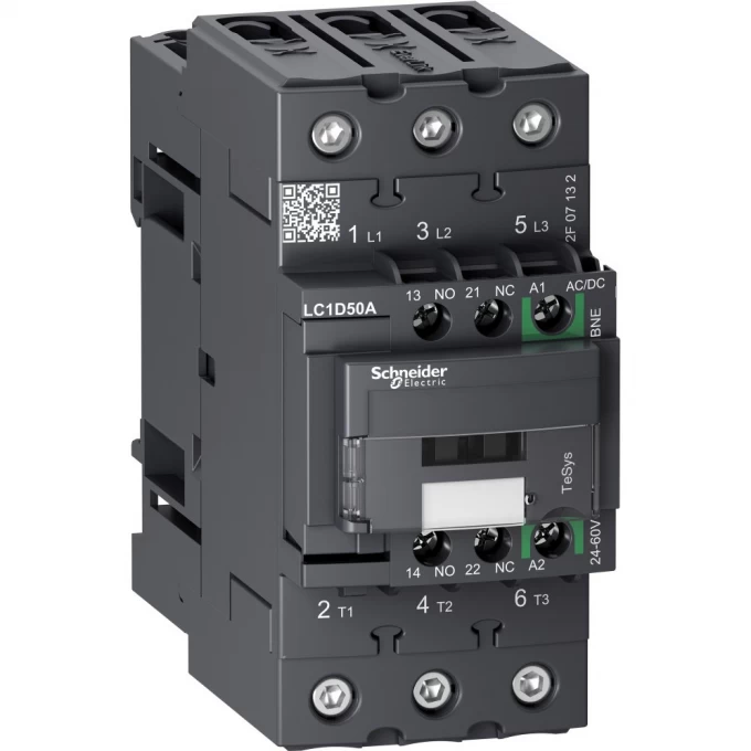 Контактор SCHNEIDER ELECTRIC TESYS D 3P,50A,НО+НЗ, с универсальной катушкой управления 24-60BAC/DC LC1D50ABNE Контактор SCHNEIDER ELECTRIC TESYS D 3P,50A,НО+НЗ, с универсальной катушкой управления 24-60BAC/DC LC1D50ABNE