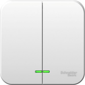 2-клавишный выключатель SCHNEIDER ELECTRIC BLANCA с подсветкой, с монтажной пластиной, 6А, 250B, БЕЛЫЙ