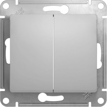 2-клавишный выключатель SCHNEIDER ELECTRIC GLOSSA, сх.5, 10АХ, механизм, АЛЮМИНИЙ