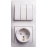 Блок SCHNEIDER ELECTRIC GLOSSA: розетка с заземлением, со шторками + 3 клавишный выключатель, белый GSL000178