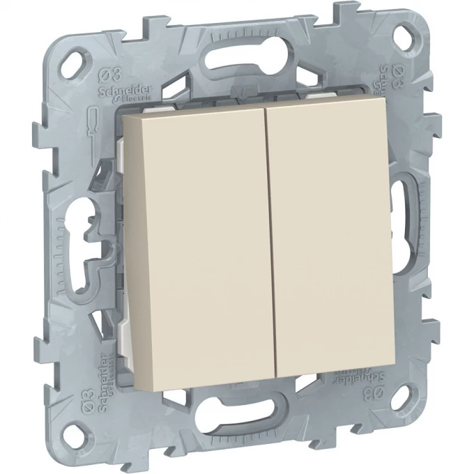 Переключатель 2-клавишный SCHNEIDER ELECTRIC UNICA NEW, 2 х сх. 6, 10 AX, 250 В, бежевый NU521344 Переключатель 2-клавишный SCHNEIDER ELECTRIC UNICA NEW, 2 х сх. 6, 10 AX, 250 В, бежевый NU521344
