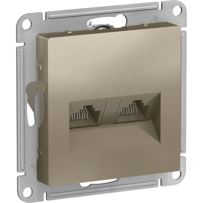 Розетка двойная компьютерная SCHNEIDER ELECTRIC ATLASDESIGN RJ45+RJ45, кат.5E, механизм, шампань ATN000585 Розетка двойная компьютерная SCHNEIDER ELECTRIC ATLASDESIGN RJ45+RJ45, кат.5E, механизм, шампань ATN000585