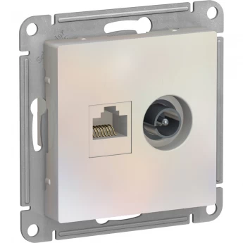 Розетка двойная SCHNEIDER ELECTRIC ATLASDESIGN ТВ + компьютерная RJ45, кат. 5Е, жемчуг