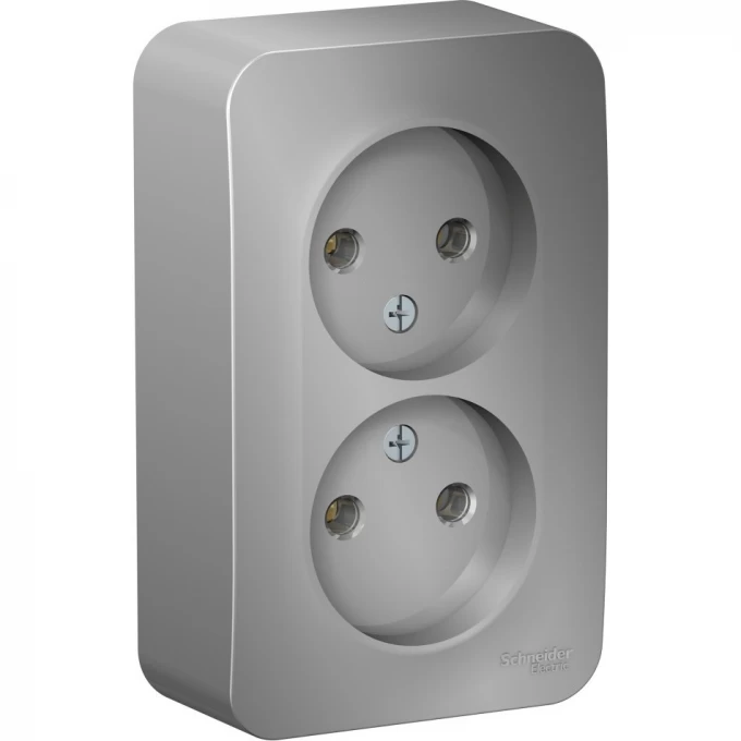Розетка двойная SCHNEIDER ELECTRIC BLANCA без заземления, без шторок, 16А, 250В, алюминий BLNRA000203 Розетка двойная SCHNEIDER ELECTRIC BLANCA без заземления, без шторок, 16А, 250В, алюминий BLNRA000203