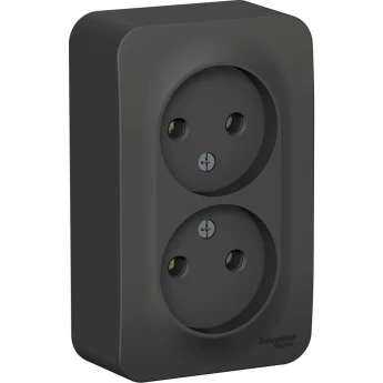 Розетка двойная SCHNEIDER ELECTRIC BLANCA без заземления, без шторок, 16А, 250В, антрацит