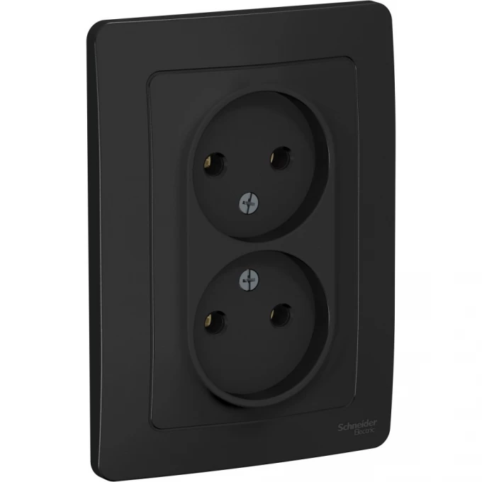 Розетка двойная SCHNEIDER ELECTRIC BLANCA с/у без заземления, без шторок, 16А, 250В, антрацит BLNRS000026 Розетка двойная SCHNEIDER ELECTRIC BLANCA с/у без заземления, без шторок, 16А, 250В, антрацит BLNRS000026