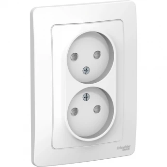 Розетка двойная SCHNEIDER ELECTRIC BLANCA с/у без заземления, со шторками, 16А, 250В, белый