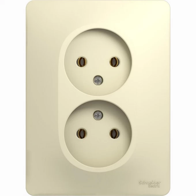 Розетка двойная SCHNEIDER ELECTRIC GLOSSA без заземления, в сборе, бежевый GSL000220 Розетка двойная SCHNEIDER ELECTRIC GLOSSA без заземления, в сборе, бежевый GSL000220
