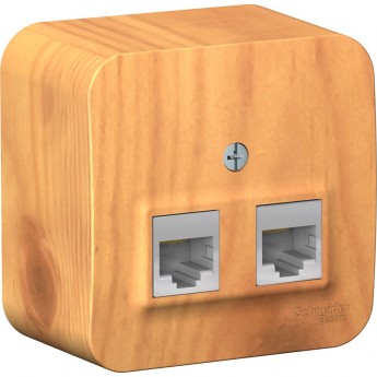Розетка компьютерная двойная SCHNEIDER ELECTRIC BLANCA RJ45, кат.5E, с изолирующей пластиной, ЯСЕНЬ