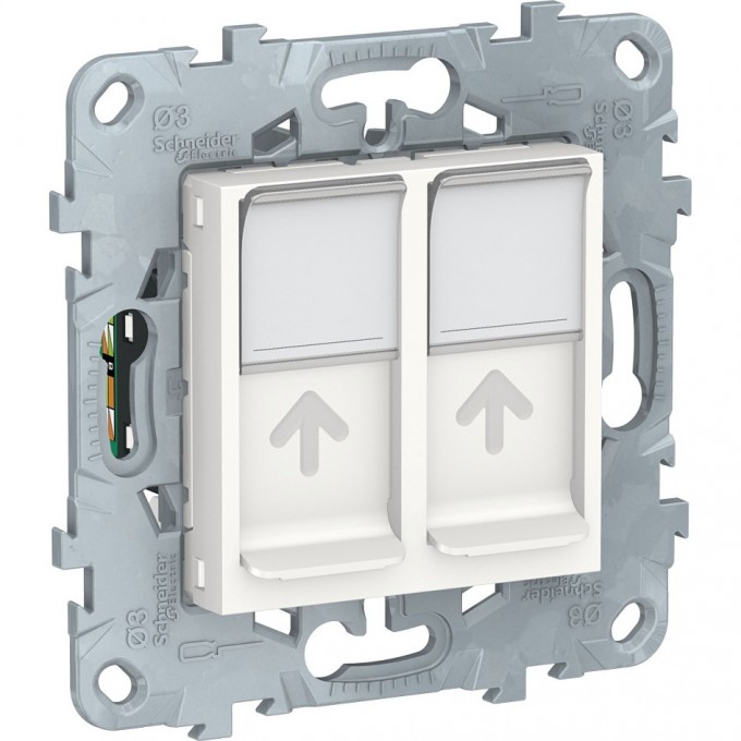 Розетка компьютерная SCHNEIDER ELECTRIC UNICA NEW, RJ45, двойная, кат. 5е UTP, белый NU542018 Розетка компьютерная SCHNEIDER ELECTRIC UNICA NEW, RJ45, двойная, кат. 5е UTP, белый NU542018
