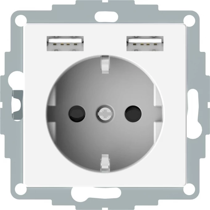 Розетка силовая SCHNEIDER ELECTRIC MERTEN SM, 16 A с зарядкой USB A+A 2,4 A, белый MTN2366-0319 Розетка силовая SCHNEIDER ELECTRIC MERTEN SM, 16 A с зарядкой USB A+A 2,4 A, белый MTN2366-0319