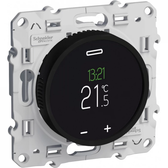Термостат SCHNEIDER ELECTRIC ODACE программируемый, с сенсорным дисплеем, черный S52R508 Термостат SCHNEIDER ELECTRIC ODACE программируемый, с сенсорным дисплеем, черный S52R508
