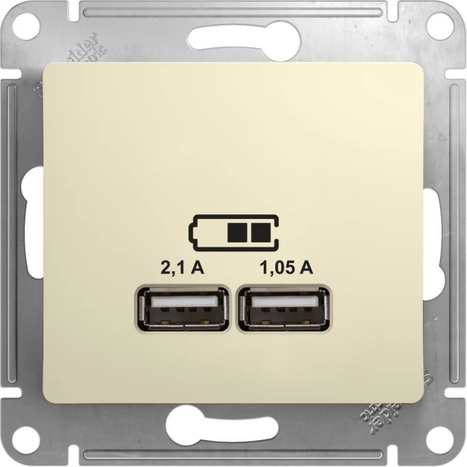 USB розетка SCHNEIDER ELECTRIC GLOSSA A+A, 5В/2,1 А, 2х5В/1,05 А, механизм, БЕЖЕВЫЙ GSL000233 USB розетка SCHNEIDER ELECTRIC GLOSSA A+A, 5В/2,1 А, 2х5В/1,05 А, механизм, БЕЖЕВЫЙ GSL000233