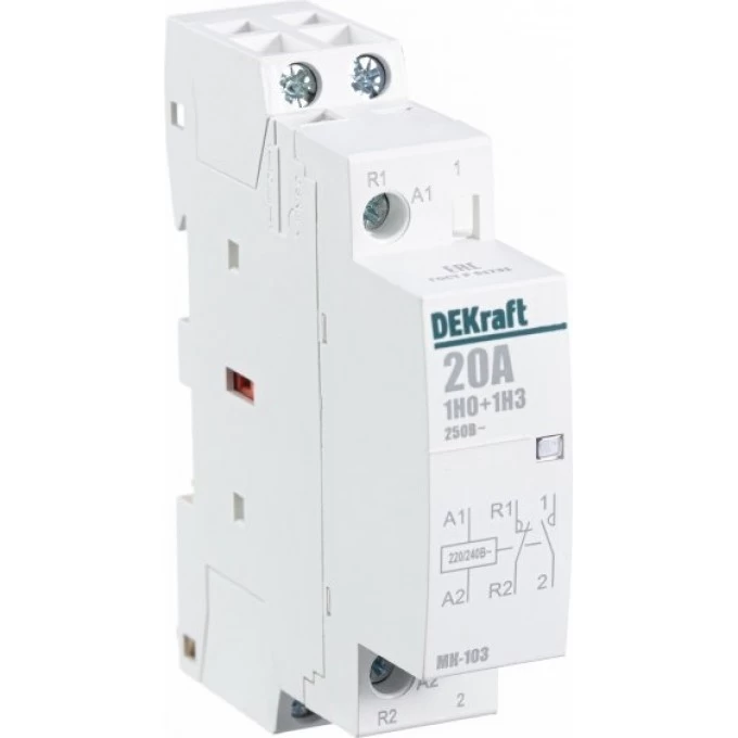 Модульный контактор DEKRAFT 1НО+1НЗ 20А 230В МК-103 18058DEK Модульный контактор DEKRAFT 1НО+1НЗ 20А 230В МК-103 18058DEK