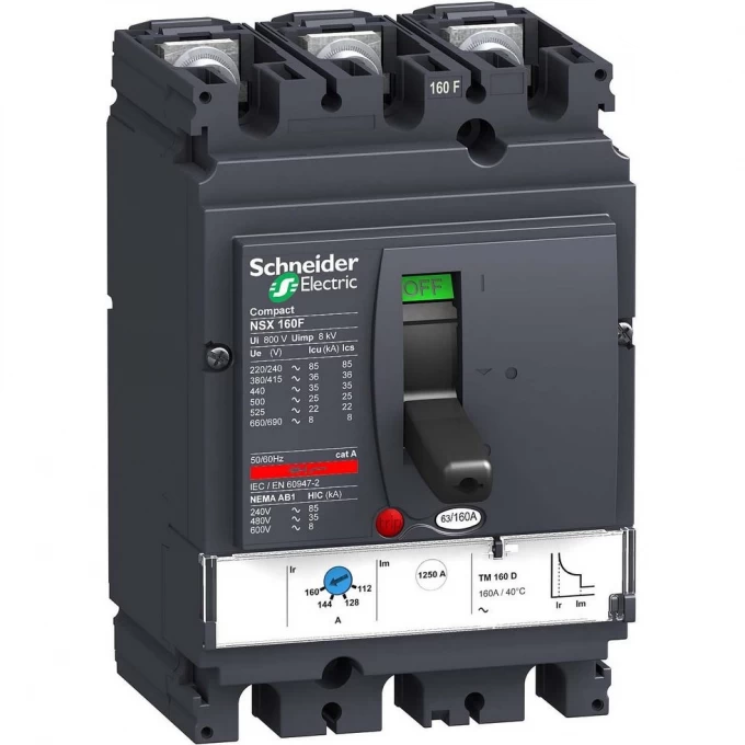 Автоматический выключатель 3П3Т SCHNEIDER ELECTRIC COMPACT TM125D NSX160B LV430311 Автоматический выключатель 3П3Т SCHNEIDER ELECTRIC COMPACT TM125D NSX160B LV430311