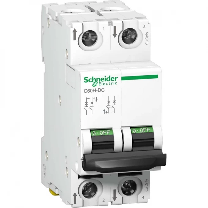 Автоматический выключатель SCHNEIDER ELECTRIC ACTI 9 C60H-DC 2П 40А C 500В DC A9N61537 Автоматический выключатель SCHNEIDER ELECTRIC ACTI 9 C60H-DC 2П 40А C 500В DC A9N61537