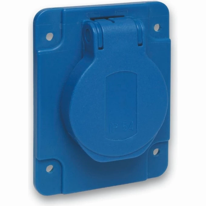 Розетка синяя SCHNEIDER ELECTRIC PRATIKA 10/16A 65Х85ММ IP54 винты сзади PKS61B